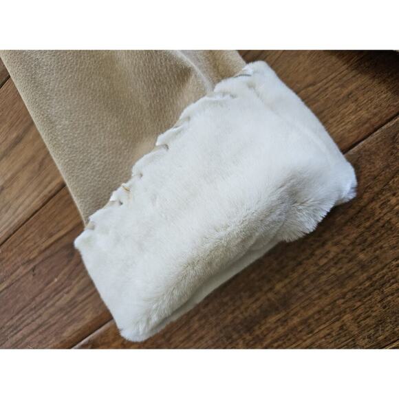 Wilsons Leather Jacket Coat Womens 2XL Brown Suede Faux Fur Trim Hooded - Picture 8 of 14